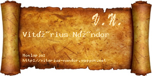 Vitárius Nándor névjegykártya
